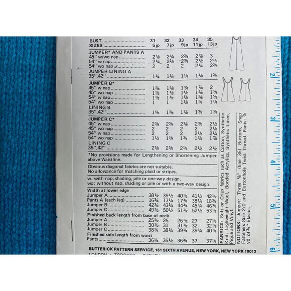 Butterick 5921 Pattern Jumper Pant Vest 1960s Size 7 bust 32 - Picture 5 of 5